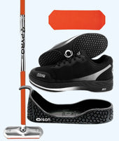 Rookie Bundle - Women's Left Hand - Orange Fiberglass Broom -  Black Voltaje Shoes - Choice of Gripper Colour