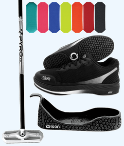 Rookie Bundle - Men's Left Hand - Black Fiberglass Broom -  Black Voltaje Shoes - Choice of Pad Colour