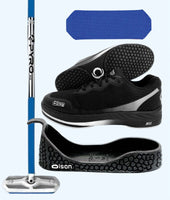 Rookie Bundle - Men's Left Hand - Blue Fiberglass Broom -  Black Voltaje Shoes - Choice of Gripper Colour