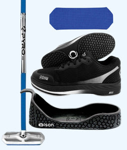 *NEW* Rookie Bundle - Men's Left Hand - Blue Fiberglass Broom -  Black Voltaje Shoes - Choice of Gripper Colour