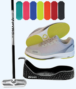 Rookie Bundle - Women's Right Hand - Black Fiberglass Broom -  Grey Voltaje Shoes - Choice of Pad Colour